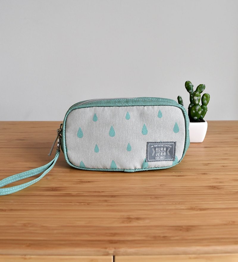 turquoise, green make up bag,pencil case - Toiletry Bags & Pouches - Paper Green