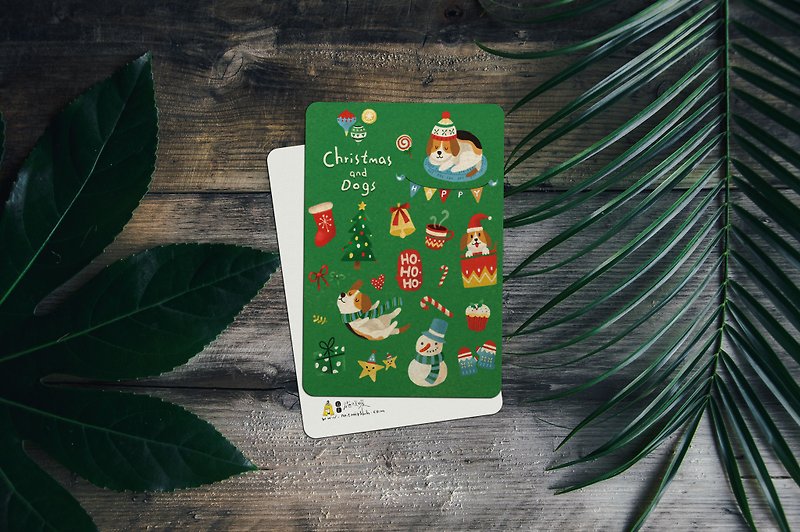 Christmas and Dogs - การ์ด/โปสการ์ด - กระดาษ สีเขียว