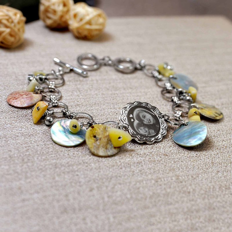 Shell light language bracelet | Memorial engraving | Customized | Gift - Bracelets - Gemstone 