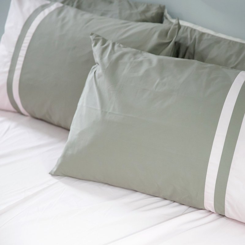 2 pairs of Pillow case_ pillow case_fresh quartz pink & foggy grey - เครื่องนอน - ผ้าฝ้าย/ผ้าลินิน สึชมพู