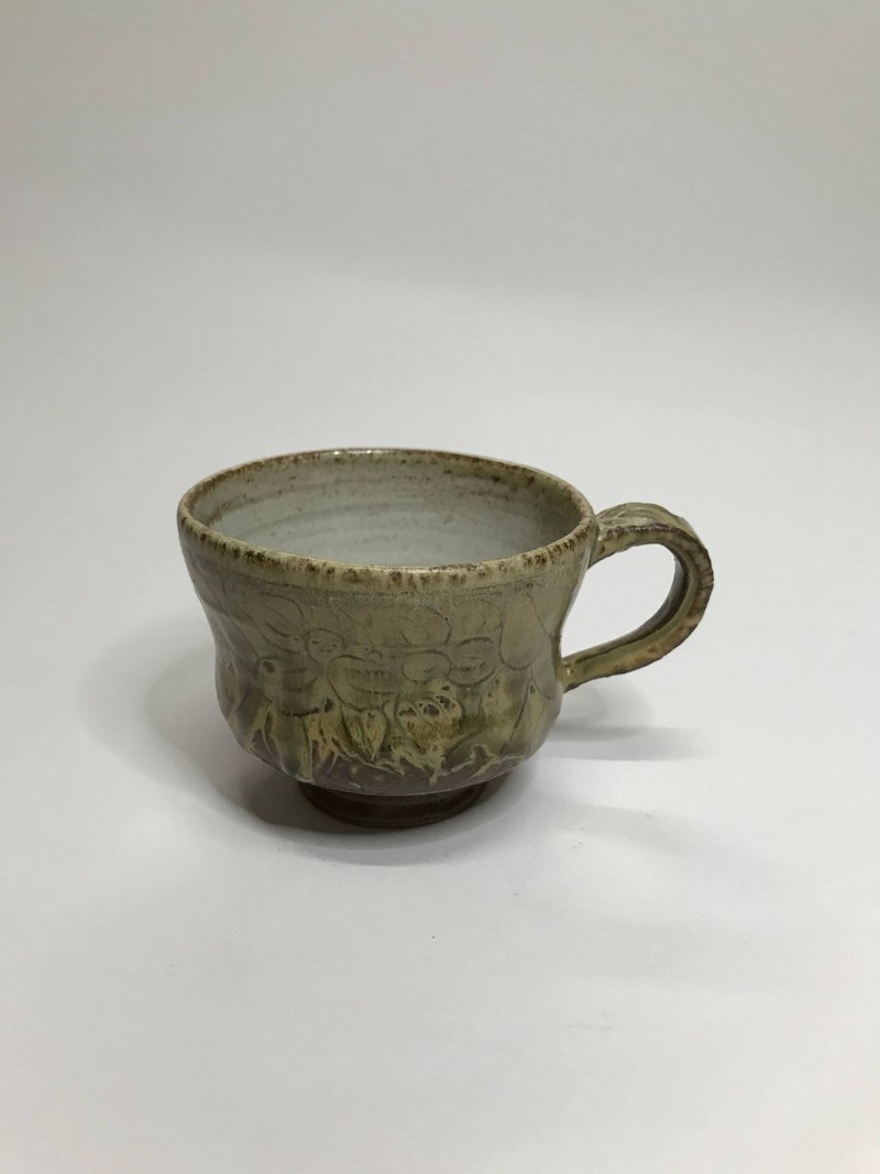 曾永鴻  灰釉刻花馬克杯 - 咖啡杯/馬克杯 - 陶 