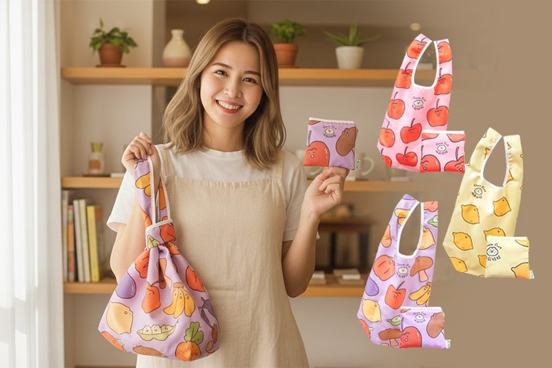 【幸福朵朵 x 呱鬆蛙蛙】 獨家授權 可摺疊購物袋 環保袋 - 零錢包/小錢包 - 防水材質 多色