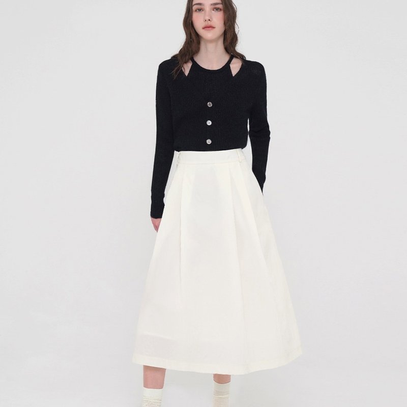 Korea sisterhood, Pintuck Skirt - Ivory - 裙子/長裙 - 尼龍 白色