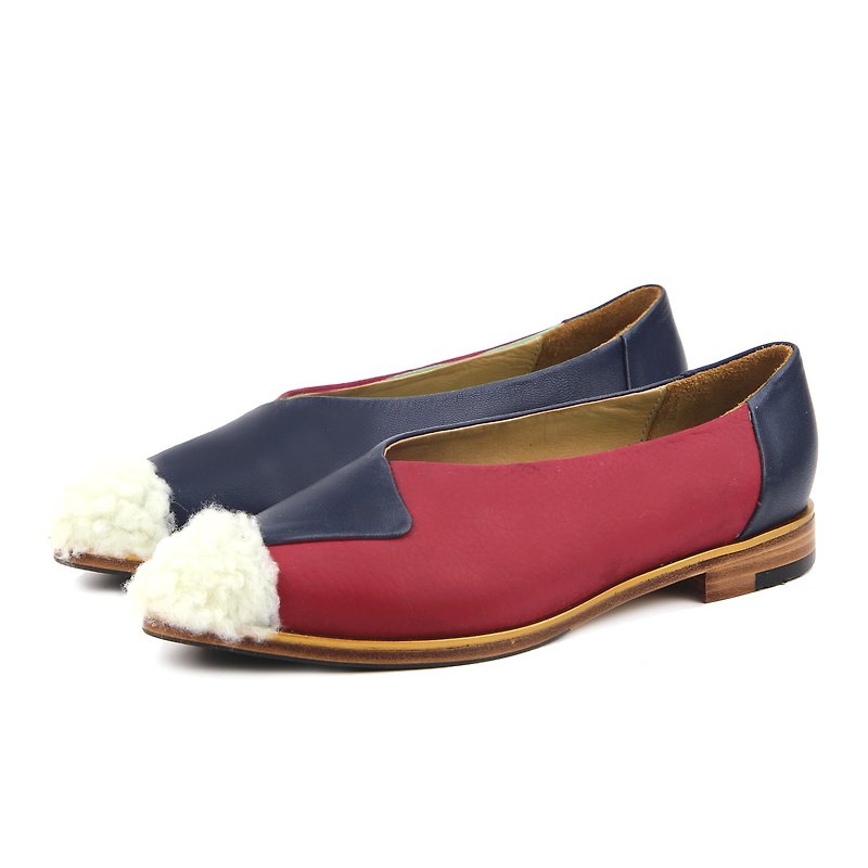 Leather loafers HardShape W1058 BlueRed - Mary Jane Shoes & Ballet Shoes - Genuine Leather Multicolor