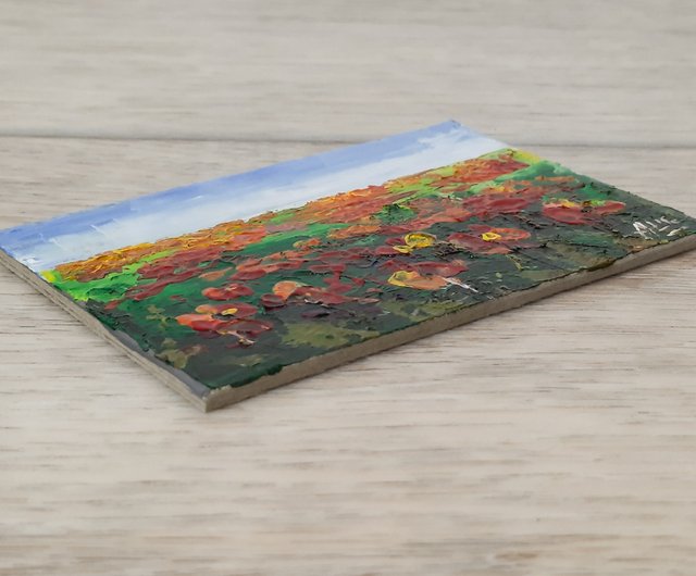 【ポピーが続く道】アクリル画 F3 風景画 絵画 ポピーが続く道】アクリル画 F3 風景画 絵画 ポピーが続く道