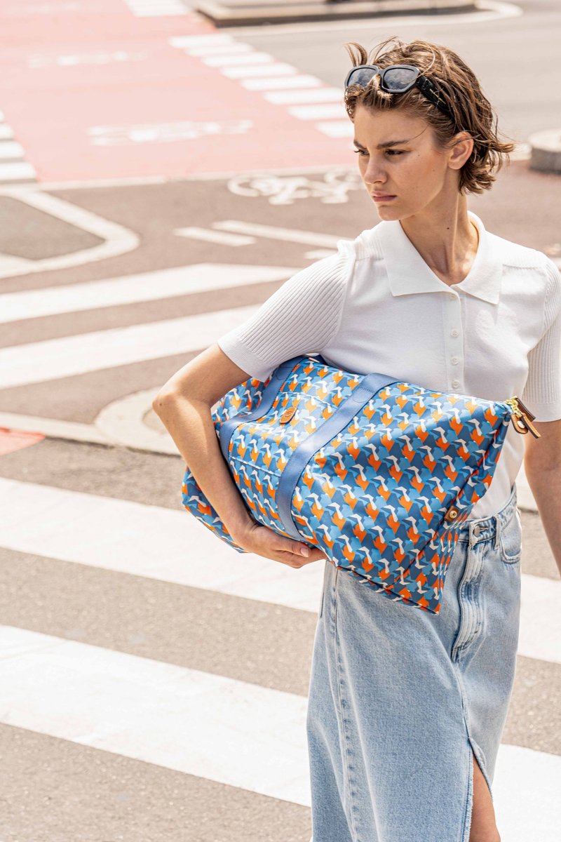 【BRIC' S】X collection with small side backpack and foldable travel bag (medium) - blue and orange camouflage - Luggage & Luggage Covers - Other Materials Multicolor