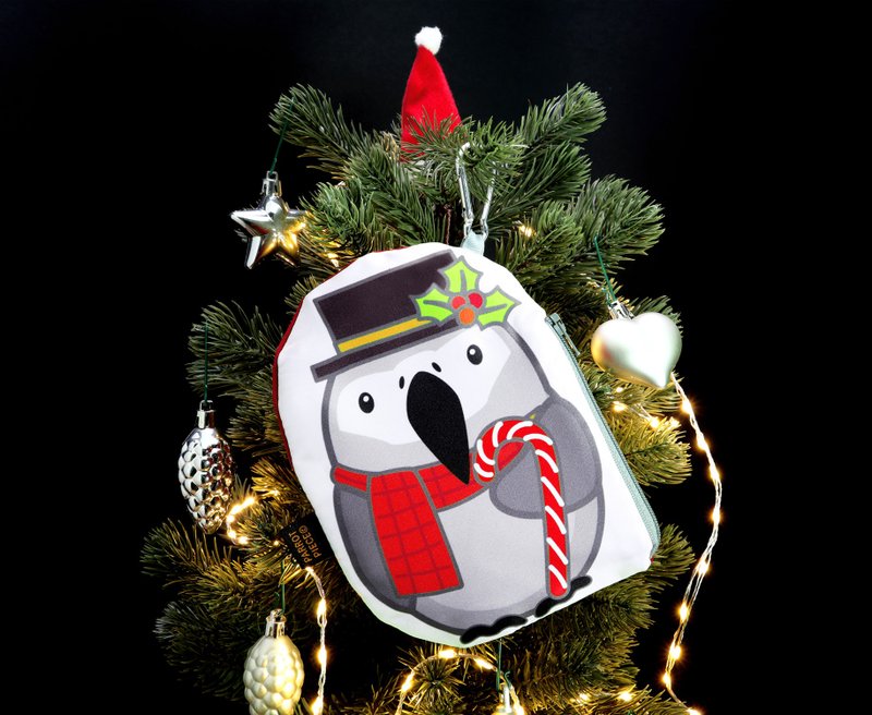 [Exchanging Gifts] Grey Parrot ‧ Christmas Parrot Pouch - อื่นๆ - วัสดุอื่นๆ สีแดง