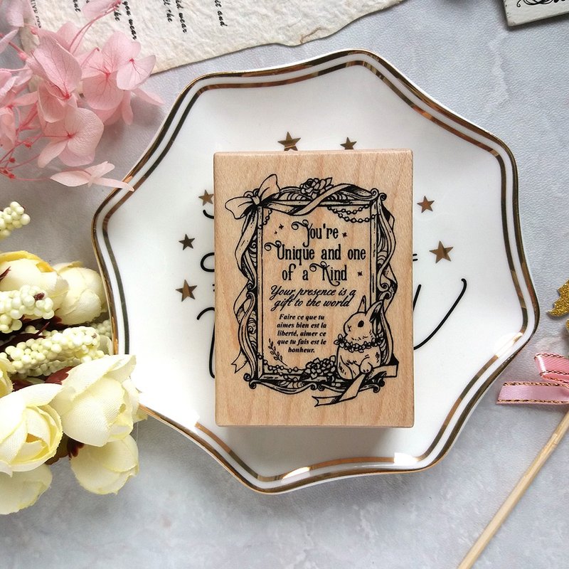 バニーリボン額入りメイプルウッドスタンプ - 印鑑・スタンプ - 木製 