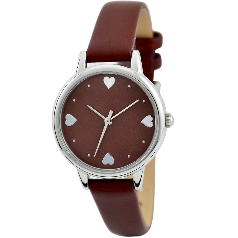 Mother's Day Gift Elegance Watch with Heart index Free Shipping Worldwide - นาฬิกาผู้หญิง - โลหะ สีนำ้ตาล