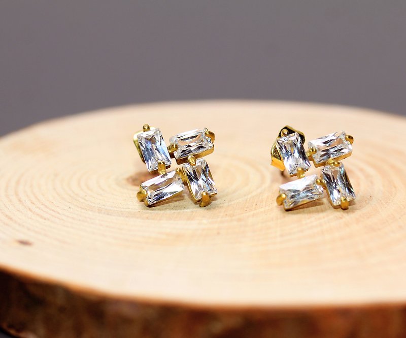 Brass Windmill Gemstone Earrings - Earrings & Clip-ons - Gemstone Purple