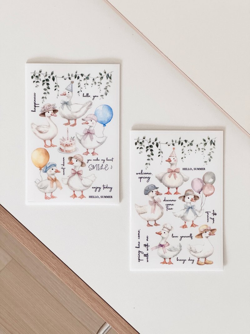 Picnic ducks matte transparent stickers - 貼紙 - 紙 