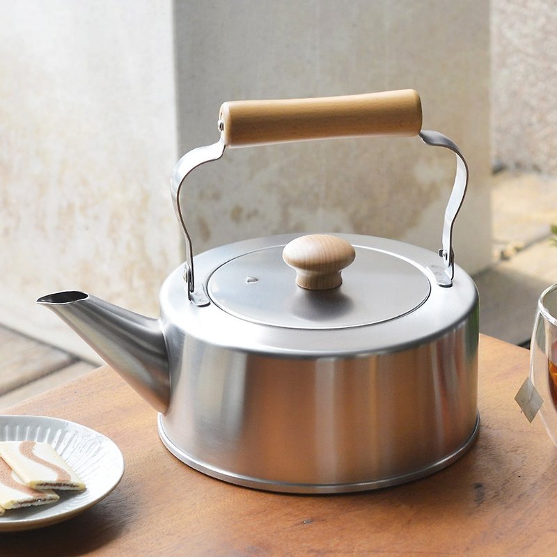日本和平FREIZ 千歲 日製木柄不鏽鋼直筒茶壺(IH對應)-2.5L - 茶具/茶杯 - 不鏽鋼 銀色