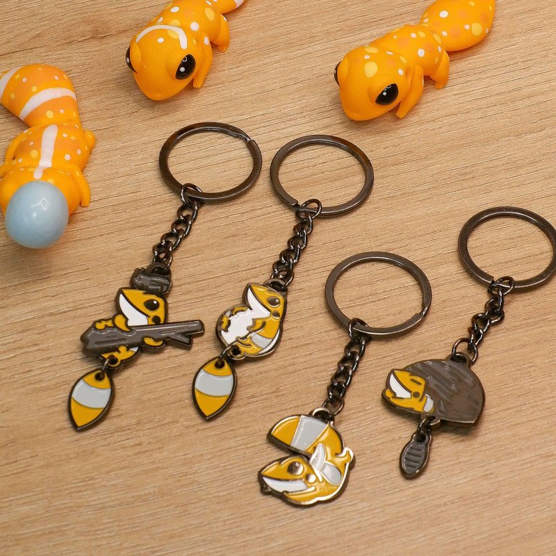 Cute Gecko Soft Enamel Keychain Badge Set - Yellow (5pcs) - เข็มกลัด/พิน - โลหะ สีเหลือง