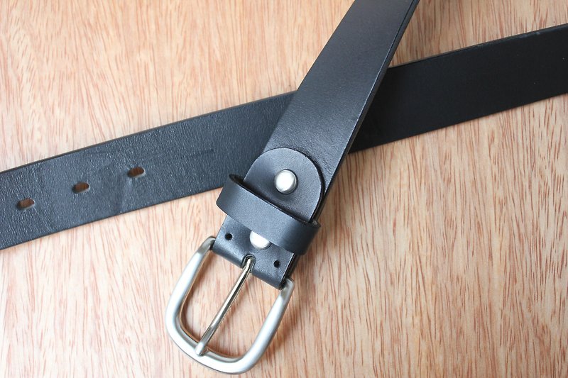 [3.5] Mini5 handmade leather belt / belts - Belts - Genuine Leather Black