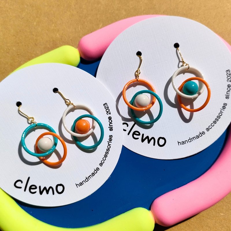 まるたままる オレンジ/コバルト【ピアス/イヤリング】 - ピアス・イヤリング - その他の素材 多色