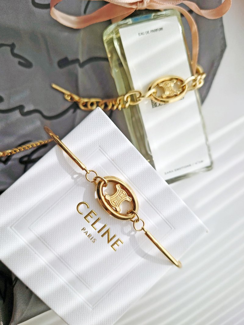 Authentic second-hand CELINE gold Arc de Triomphe necklace, necklace, bracelet, keychain, bag pendant, pendant - สร้อยข้อมือ - โลหะ สีทอง