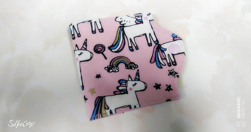 粉紅獨角獸 口罩收納夾 暫放口罩夾 - 口罩/口罩收納套 - 棉．麻 粉紅色