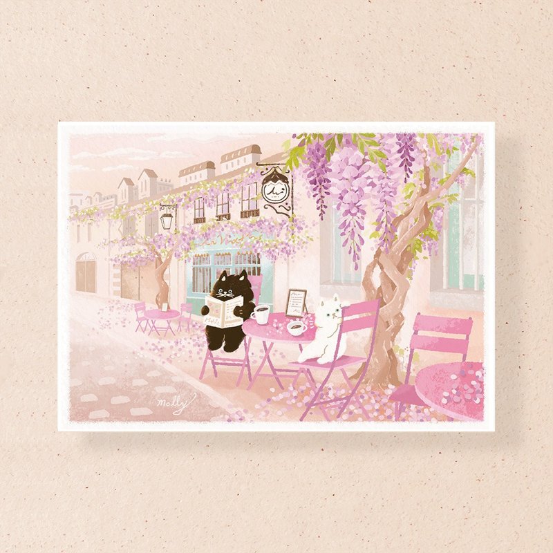 postcard-Paris Cafe Terrace - การ์ด/โปสการ์ด - กระดาษ สึชมพู