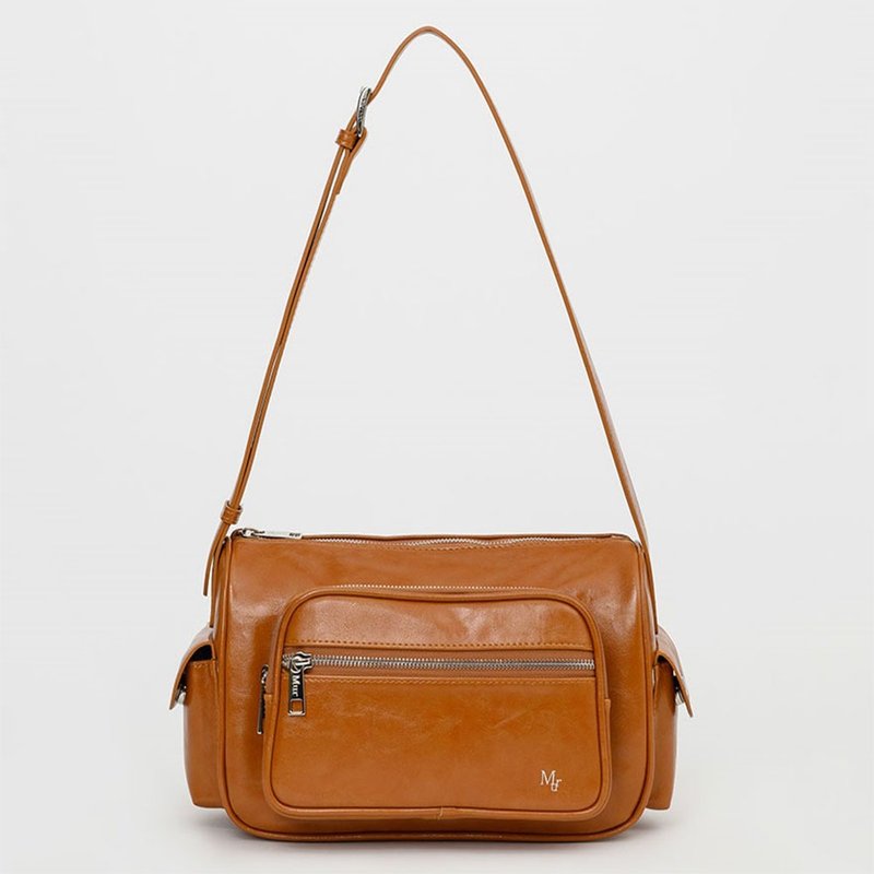 MUR Korean Block bag Vegan Leather Bag (Camel) - Messenger Bags & Sling Bags - Eco-Friendly Materials 