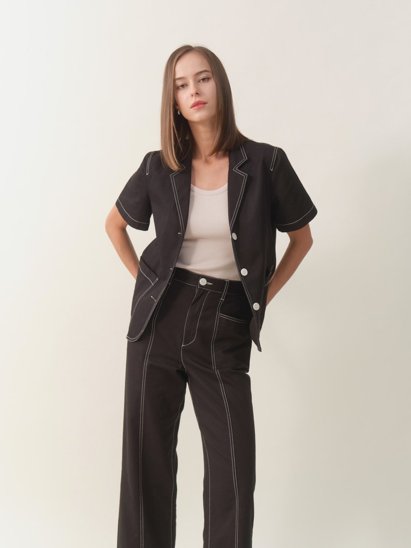 Tove & Libra Short Sleeve Blazer -  Black Sustainable Fashion - Women's Casual & Functional Jackets - Cotton & Hemp Black