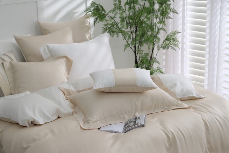 60-count Lyocell Tencel/Taiwan standard European standard plain color bed bag pillowcase three-piece/various colors/can be customized - เครื่องนอน - วัสดุอื่นๆ หลากหลายสี