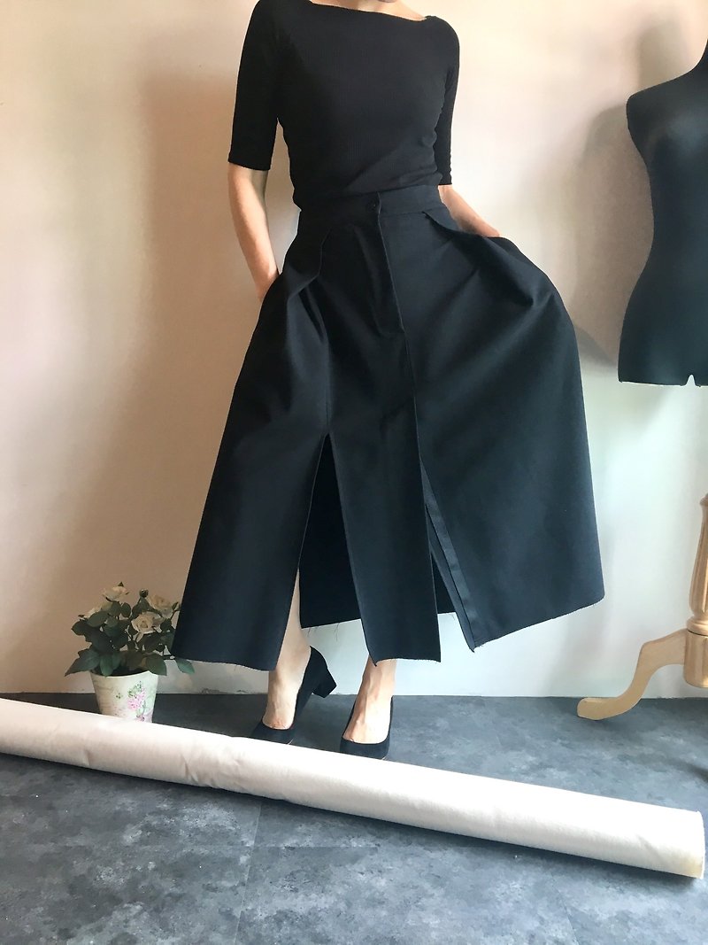 Sayaka black skirt - 裙子/長裙 - 聚酯纖維 黑色