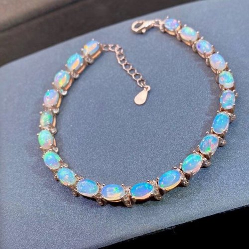 オパールブレスレットオーストラリア産幸運のお守り誕生石 手作りアクセサリー オパールブレスレットオーストラリア産幸運のお守り誕生石