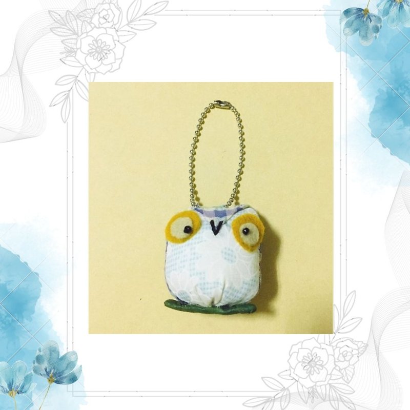 Handmade smiling owl series key ring pendant | Blessing purple plaid pattern (medium) - Knitting, Embroidery, Felted Wool & Sewing - Thread Purple