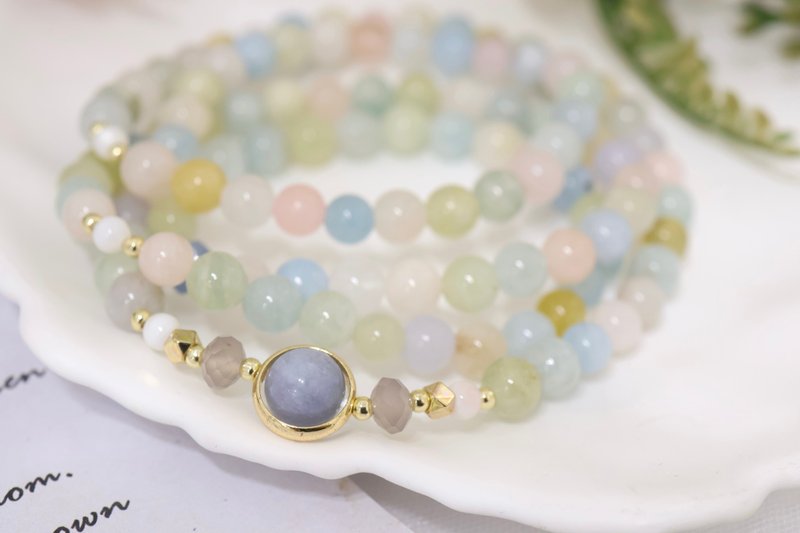 【108顆念珠系列】摩根石*海藍寶*月光石*貝殼珠*念珠多圈手串 - 手鍊/手環 - 水晶 多色