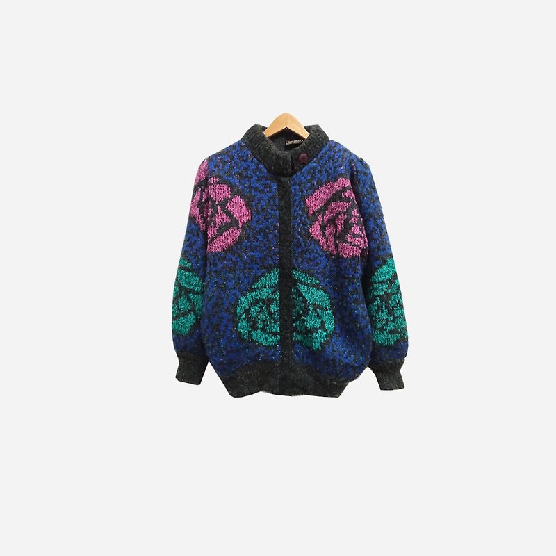 Vintage Rose Knit Sweater Jacket - Women's Sweaters - Polyester Blue