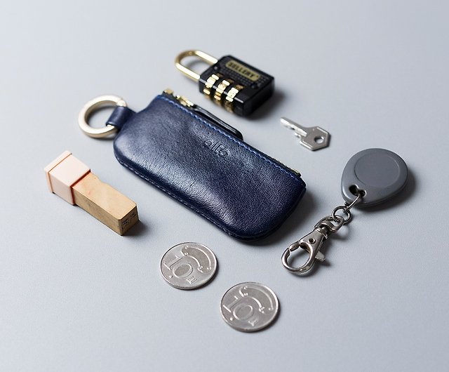 alto レザーキーリング付きコインケース coin pouch – ネイビーブルー