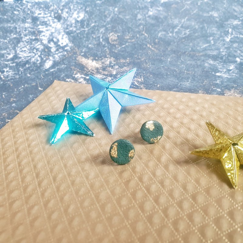 X'mas Go | Plain round style (green) | Earrings/earrings - Earrings & Clip-ons - Pottery 