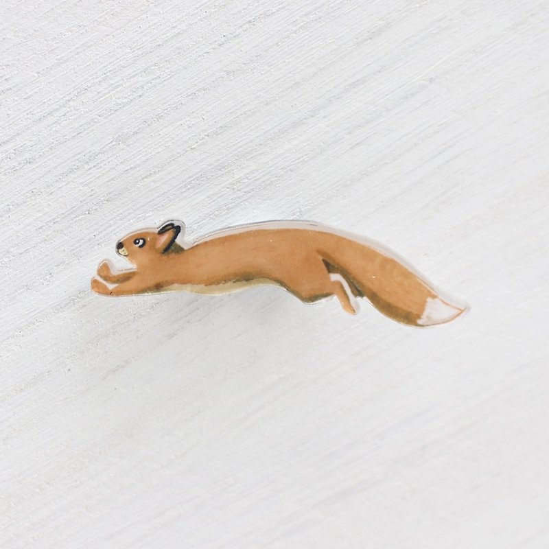 Squirrel small badge / pin I MissCatCat - เข็มกลัด/พิน - อะคริลิค สีกากี