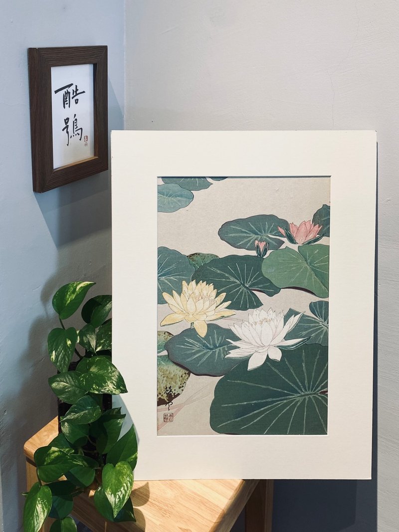 日本版畫藝術家  - 千草掃雲 Chigusa Soun (1873-1944) - 荷花 - 海報/掛畫/掛布 - 紙 綠色