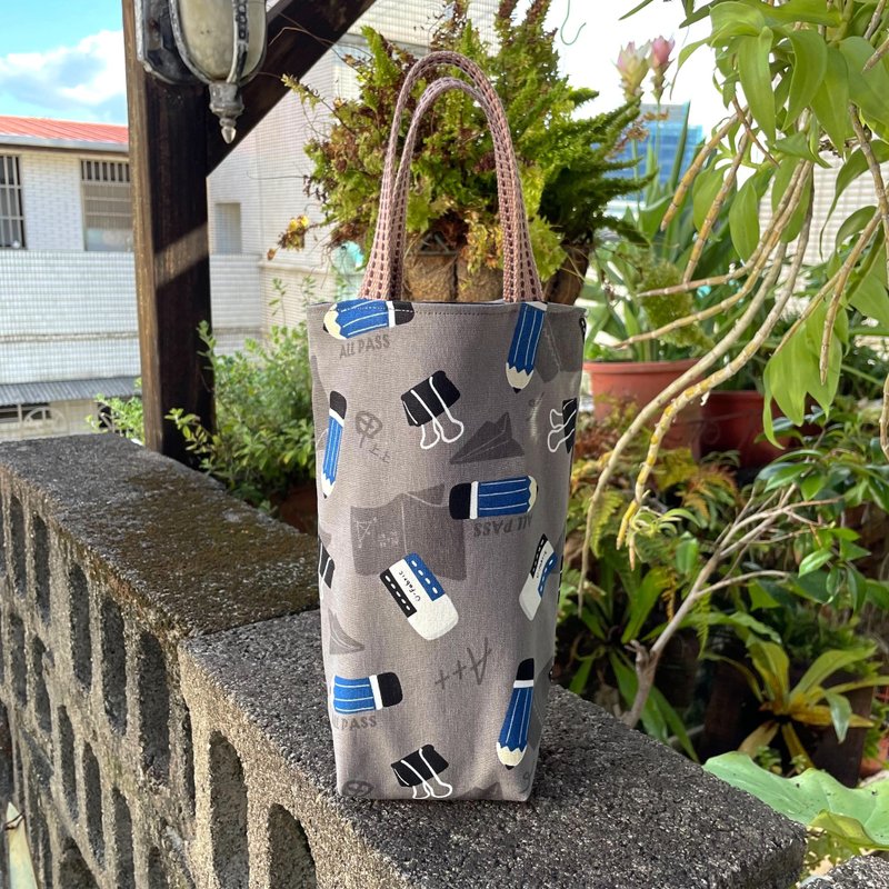 [Purely Handmade] Stationery Controlled Water Bottle/Drink/Ice Master Cup Handbag Umbrella Bag Handbag - ถุงใส่กระติกนำ้ - ผ้าฝ้าย/ผ้าลินิน 