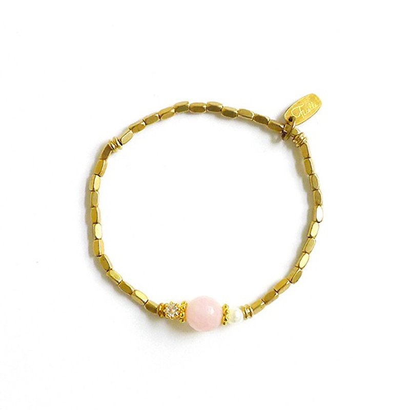 Ficelle | handmade brass natural stone bracelet | 【Powder】 John Lennon's little mistress - Bracelets - Gemstone 