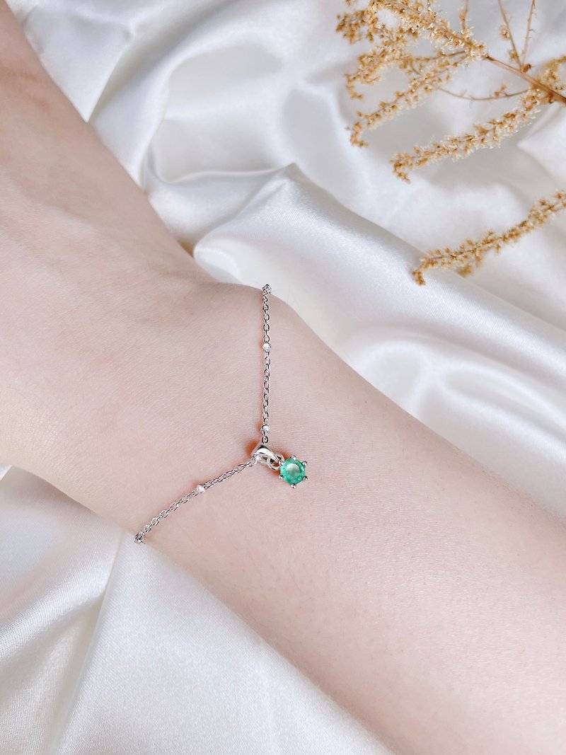 Navy | Emerald Single Diamond Claw Setting Necklace Bracelet May Stone - Necklaces - Gemstone Green