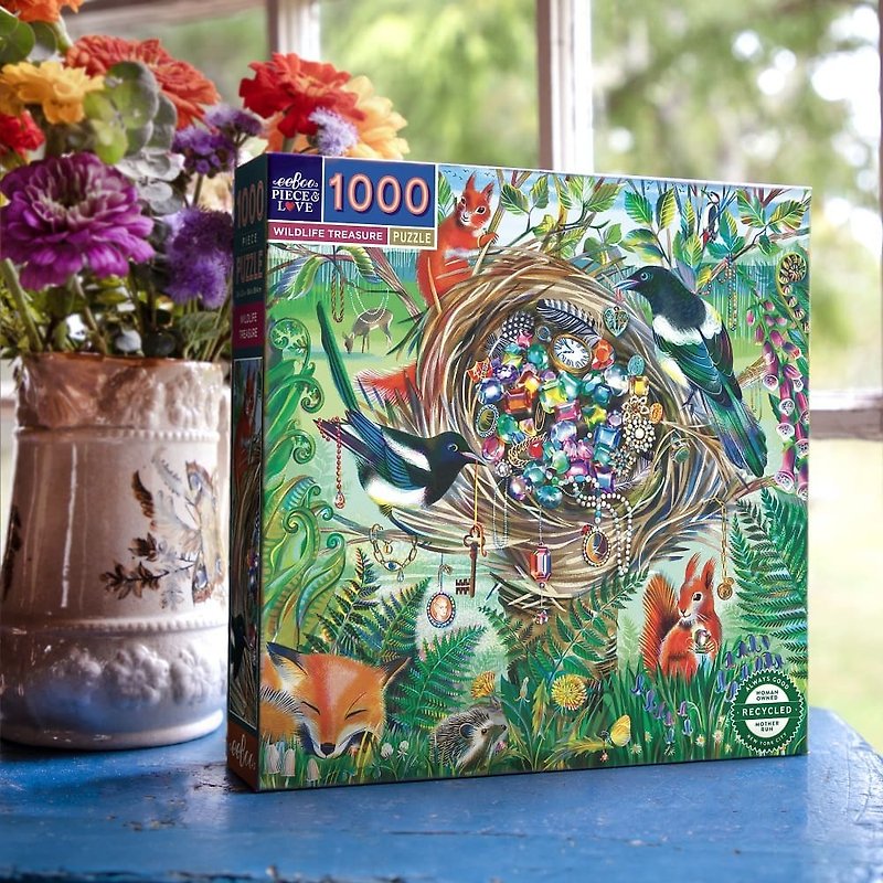 eeBoo 1000 ピース パズル - 野生動物の宝物 1000 ピース 野鳥の宝物 - パズル - 紙 多色