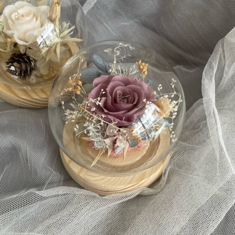 永生花迷你玻璃罩。交換禮物多色可選【附透明禮盒】 - 乾燥花/永生花 - 植物．花 多色
