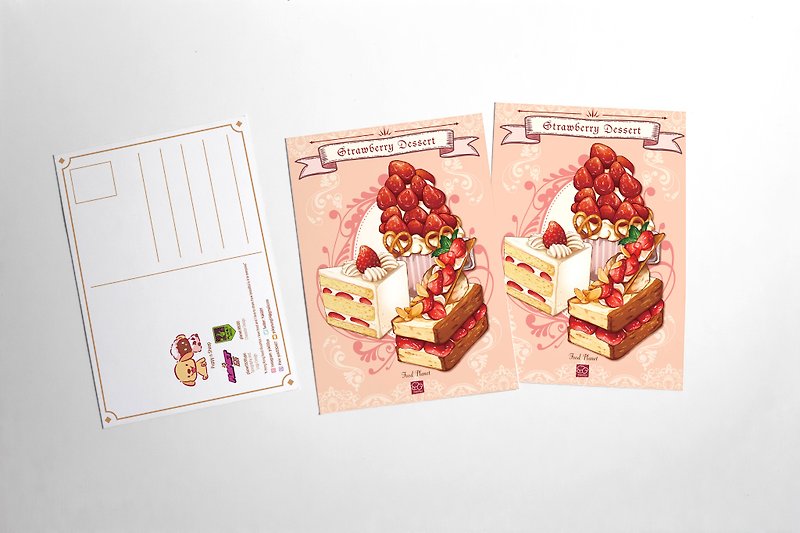 A6 Postcard - Strawberry Dessert theme 2 - Cards & Postcards - Paper 