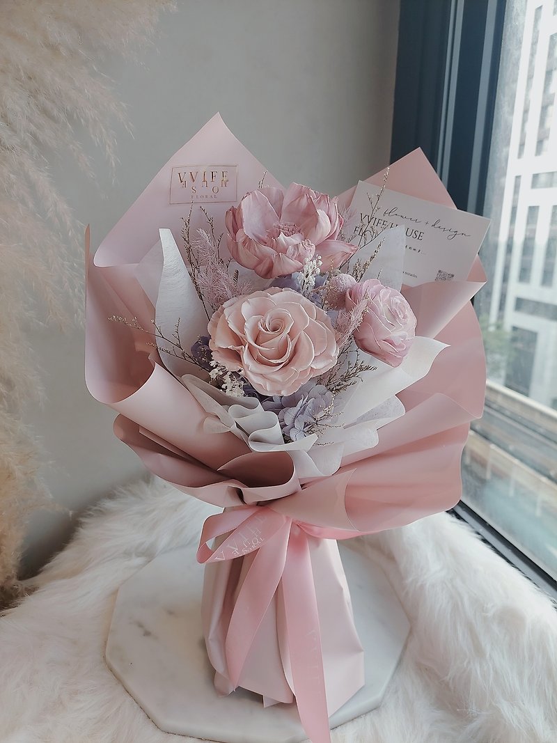 Rose pale pink eternal bouquet/birthday/gift - Dried Flowers & Bouquets - Plants & Flowers Pink