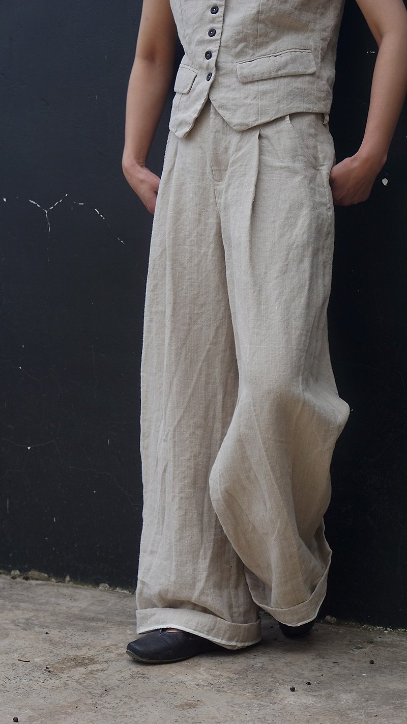 raw hemp loose pants - Women's Pants - Cotton & Hemp Khaki
