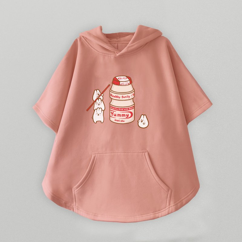 Mochi Rabbit Duoduo-Thick Cape Jacket (Pink) - เสื้อแจ็คเก็ต - ผ้าฝ้าย/ผ้าลินิน สึชมพู