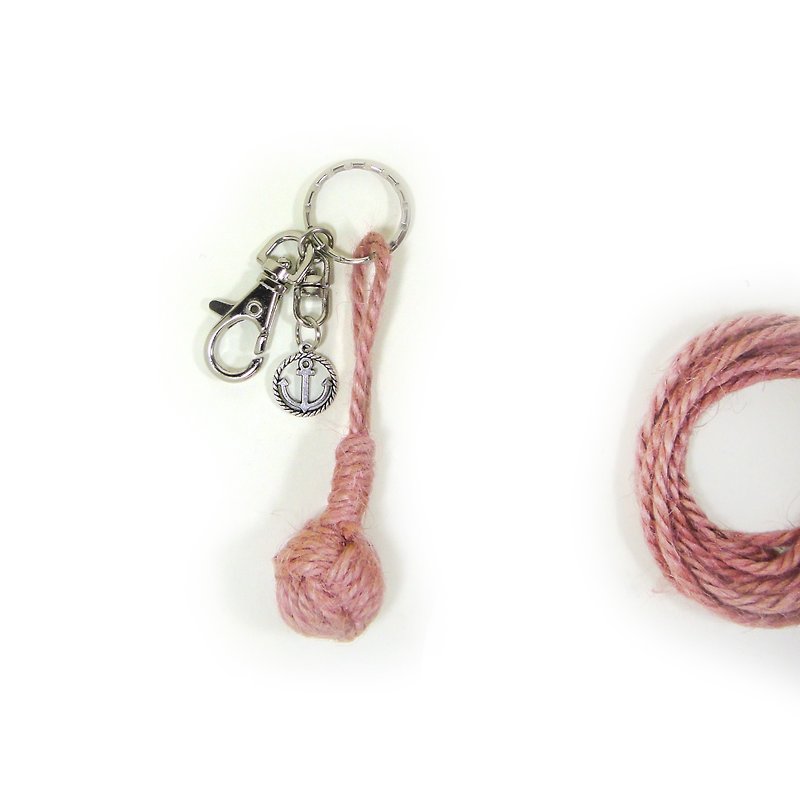 Anne's Handmade  | Handmade Sailor Knot Key chain - light pink - Keychains - Cotton & Hemp Pink