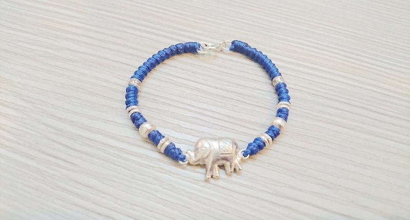 925 sterling silver wax rope bracelet lucky rope bracelet elephant section Lucky - สร้อยข้อมือ - โลหะ 
