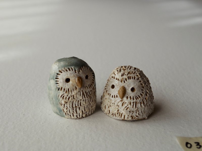 mom and baby owl with present box! - Items for Display - Pottery Blue