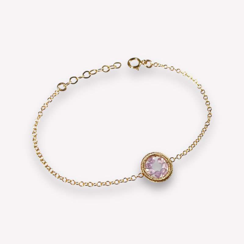 Halo【2月誕生石】紫晶手鏈 / 14KGF / 天然石 - 手鍊/手環 - 寶石 紫色