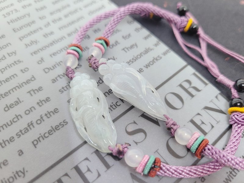 [Cui Cui] natural jadeite life wishful hand-carved hand rope birthday gift girlfriend gift