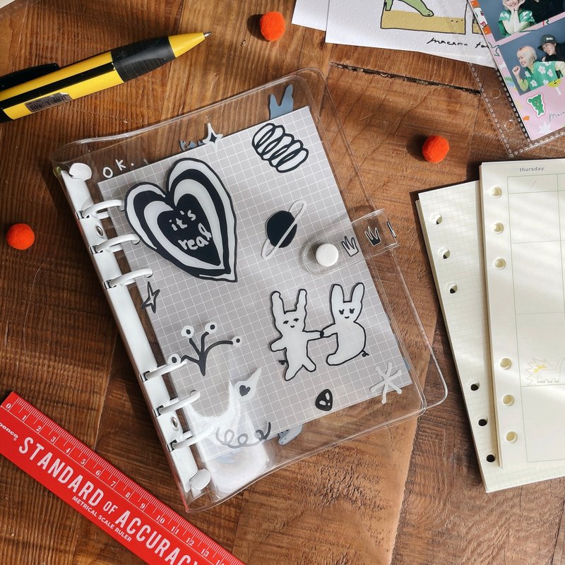 Six-hole loose-leaf universal notebook | Bunny Friends Party - สมุดบันทึก/สมุดปฏิทิน - พลาสติก ขาว