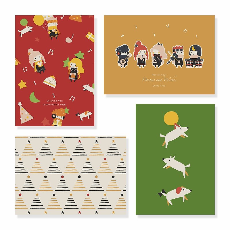 [Fast Shipping] Winter Celebration Christmas and New Year Greeting Card Set with Envelope Bag | Christmas and New Year - การ์ด/โปสการ์ด - กระดาษ หลากหลายสี